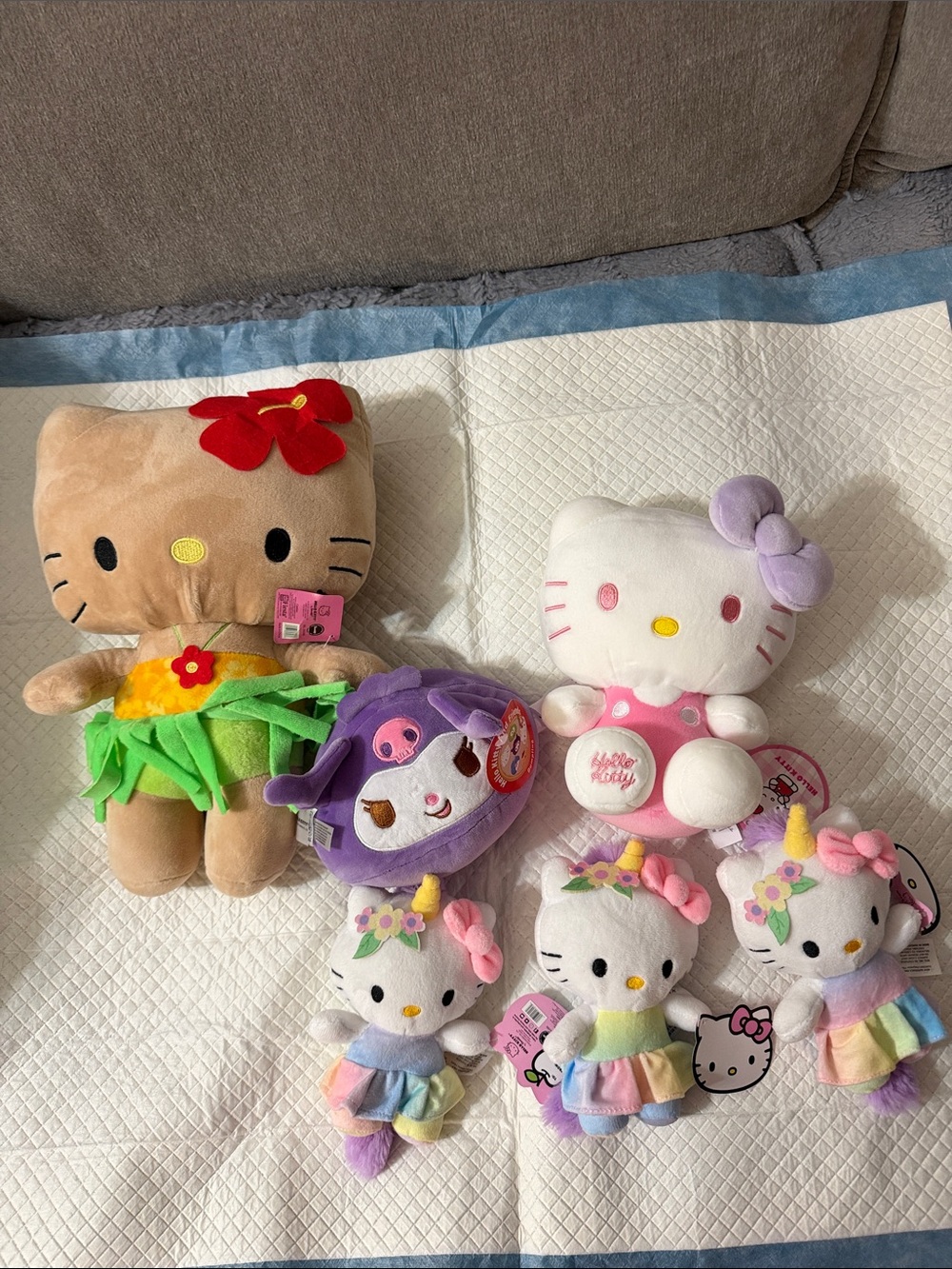 Goant Sanrio Hello Kitty Plush Toy bundle - White & Pastel Unicorn Dress